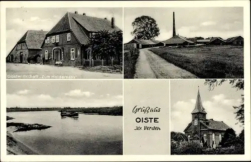 Ak Oiste Blender in Niedersachsen, Gastwirtschaft Zum Holderness, Kirche, Dorfstraße