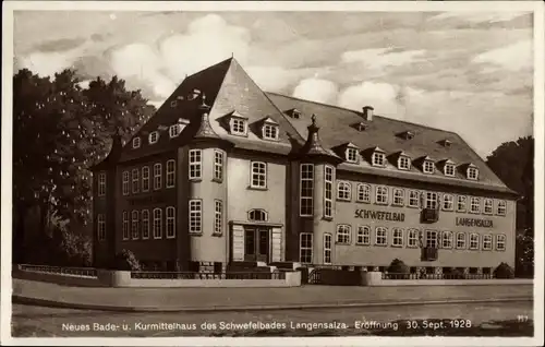 Ak Bad Langensalza in Thüringen, Schwefelbad, Neues Bade- und Kurmittelhaus