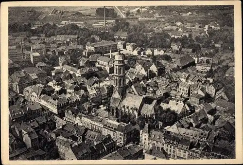 Ak Göttingen in Niedersachsen, Jacobikirche, Theaterstraße, Fliegeraufnahme