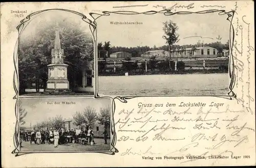 Ak Lockstedt in Holstein, Lockstedter Lager, Denkmal, Wellblechbaracken, Bei der Wache