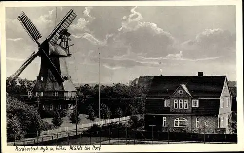 Ak Wyk auf Föhr Nordfriesland, Windmühle