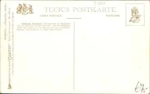 Künstler Ak Krammer, W., Göttingen in Niedersachsen, Kornmarkt, Tuck 600 B