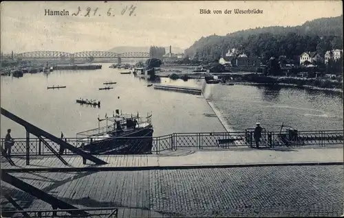 Ak Hameln in Niedersachsen, Blick von der Weserbrücke