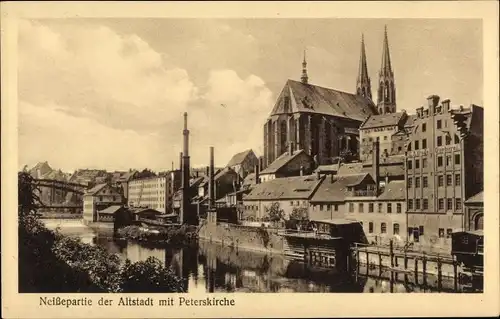 Ak Görlitz in der Lausitz, Neißepartie, Altstadt, Peterskirche