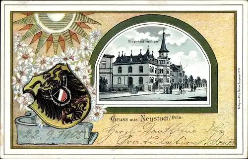 Wappen Passepartout Litho Neustadt an der Orla, Bezirksdirektion