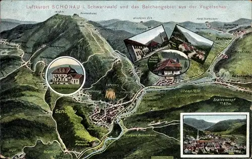 Landkarten Ak Felle, Eugen, Schönau im Schwarzwald, Belchengebiet, Geschwend, Todtnau