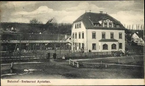 Ak Aystetten Ajstetten Kreis Augsburg, Bahnhof-Restaurant