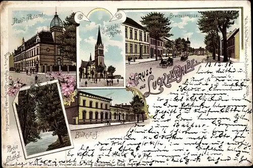 Litho Luckenwalde, Kaiserliches Postamt, St. Jacobi Kirche, Breite Straße, Bahnhof