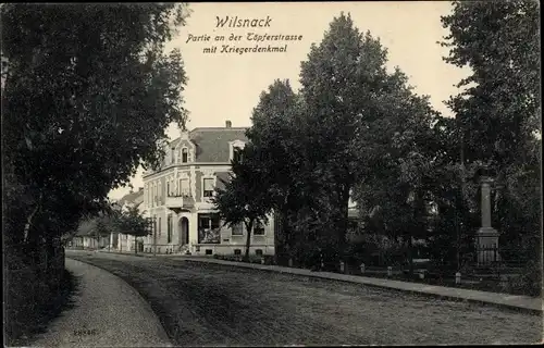 Ak Bad Wilsnack in der Prignitz, Töpferstraße, Kriegerdenkmal