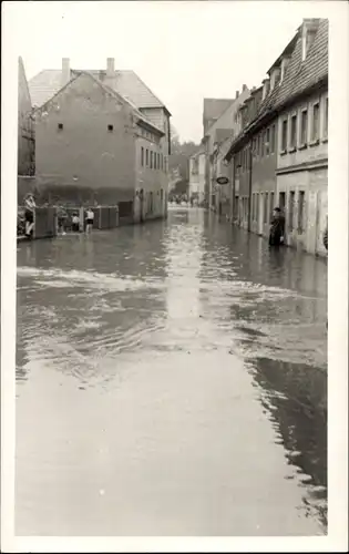 Foto Ak Greiz im Vogtland, Hochwasser in der Stadt