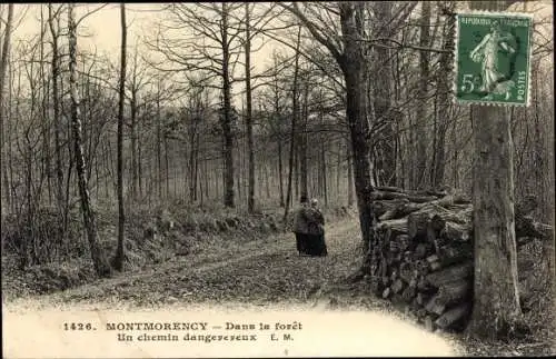 Ak Montmorency Val d'Oise, Foret, Ein gefährlicher Weg