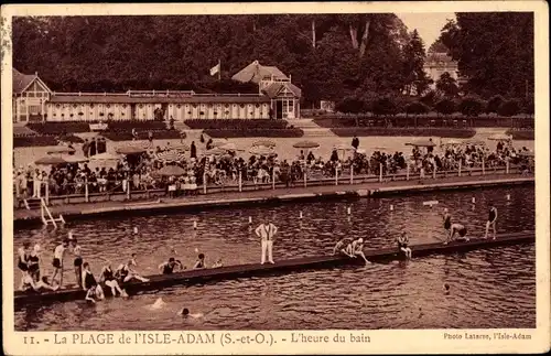 Ak L'Isle Adam Val d'Oise, Der Strand, Badezeit