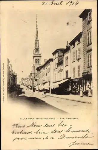 Ak Villefranche sur Saône Rhône, Rue Nationale