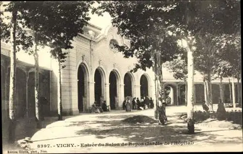 Ak Vichy-Allier, Eingang zur Toilette, Krankenhausgarten