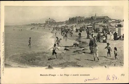 Ak Berck Plage Pas de Calais, Strand bei steigender Flut