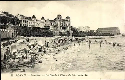 Ak Royan Charente Maritime, Foncillon, Conche zur Badezeit