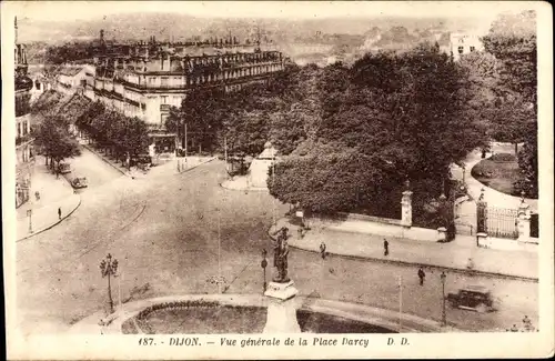 Ak Dijon Côte d’Or, Place Darcy, Denkmal