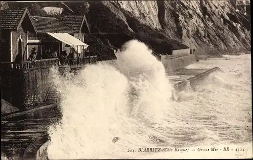 Ak Biarritz Pyrénées Atlantiques, Grosse Mer