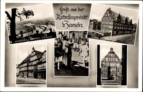 Ak Hameln an der Weser Niedersachsen, Rattenfängerhaus, Hochzeitshaus, Museum, Stiftsherrenhaus