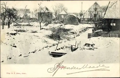 Ak Edam Volendam Nordholland Niederlande, Wohnhäuser, Winter, Schnee