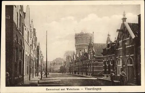 Ak Vlaardingen Südholland, Emmastraat, Watertoren