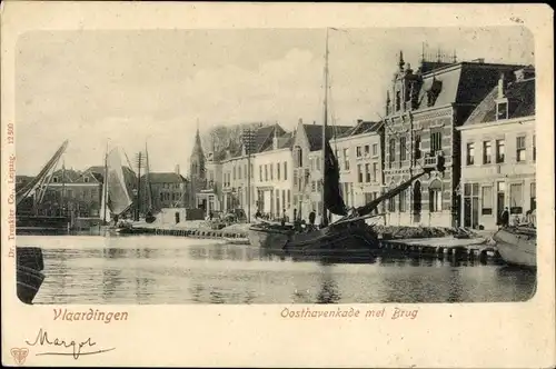 Ak Vlaardingen Südholland, Oosthavenkade mit Brücke