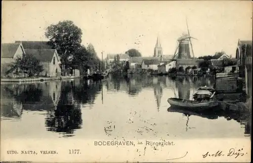 Ak Bodegraven Südholland, Blick auf den Rhein, Mühle