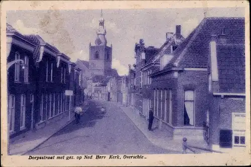 Ak Overschie Rotterdam Südholland, Dorpsstraat, Ned. Rev. Kirche