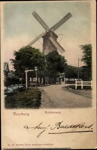 Ak Voorburg Südholland, Achterweg, Molen