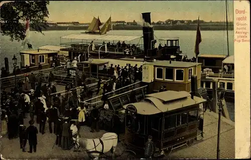 Ak Dordrecht Südholland Niederlande, Groothoofd Jetty, Pferde Straßenbahn