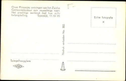 Ak Soestdijk, Niederländisches Königshaus, Prinzessinnen, Beatrix, Irene, Margriet, Torte