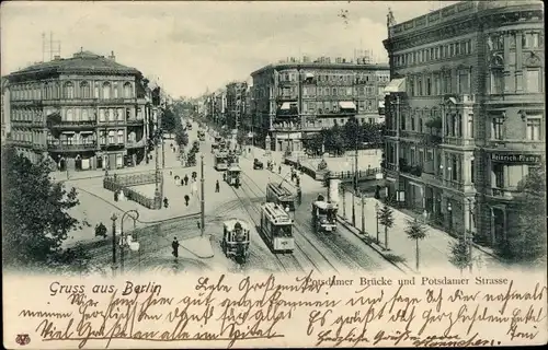 Ak Berlin Tiergarten, Potsdamer Brücke, Potsdamer Straße, Tram