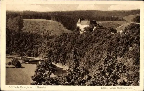 Ak Burgk Schleiz in Thüringen, Schloss Burgk an der Saale, vom Röhrensteig