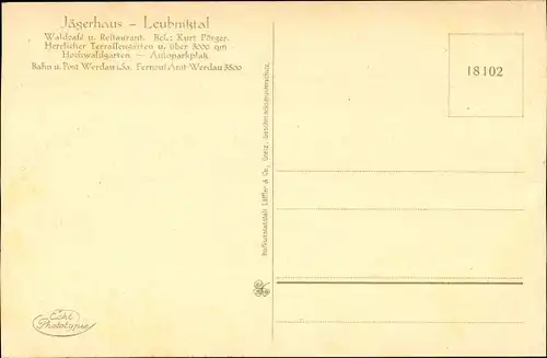 Ak Werdau in Sachsen, Jägerhaus Leubnitztal im Werdauer Wald, Waldcafé, Inh. Kurt Pösger