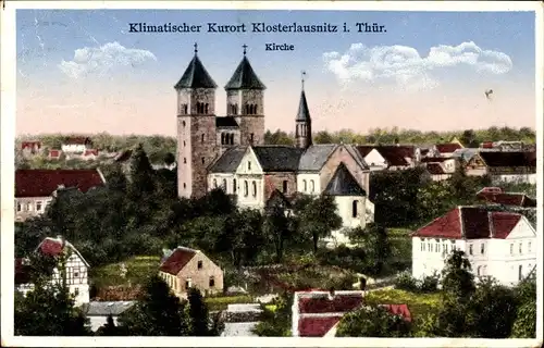 Ak Bad Klosterlausnitz in Thüringen, Stadtpanorama, Kirche