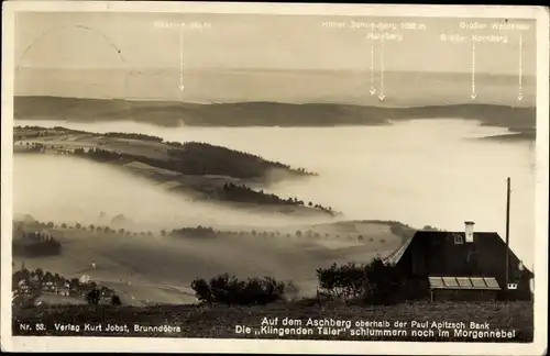 Ak Klingenthal im Vogtland, Aschberg, Klingende Täler, Nebel