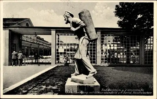 Ak Bad Dürkheim an der Weinstraße, Eingang zum Kurhaus, Winzerstandbild, Adolf Bernd