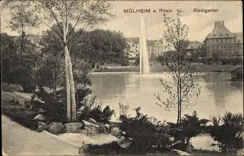 Ak Mülheim am Rhein Köln, Stadtgarten, Fontäne