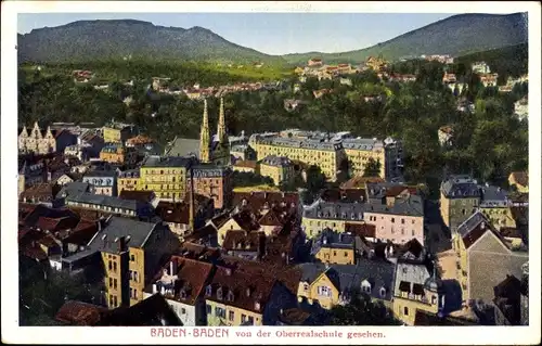 Ak Baden Baden am Schwarzwald, Blick von der Oberrealschule