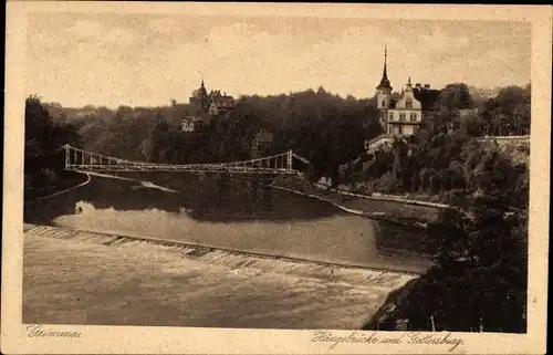 Ak Grimma in Sachsen, Hängebrücke, Gattersburg