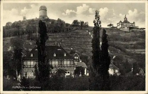 Ak Hoflössnitz Hoflößnitz Radebeul Sachsen, Spitzhaus, Fachwerkhaus, Turm