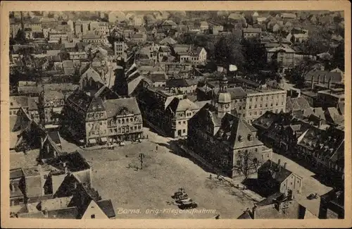 Ak Borna in Sachsen, Fliegeraufnahme, Markplatz, Rathaus