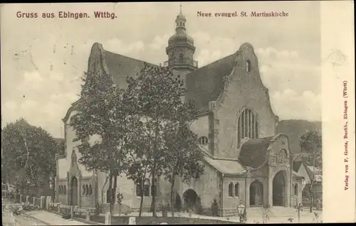 Ak Ebingen Albstadt in Württemberg, neue evangelische St. Martinskirche