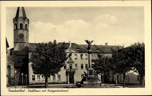 Ak Frankenthal in der Pfalz, Stadthaus, Kriegerdenkmal