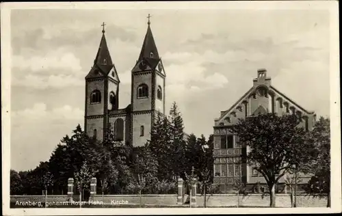 Ak Arenberg Koblenz am Rhein, Roter Hahn, Kirche