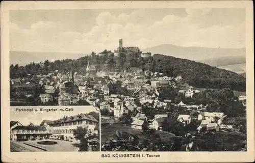 Ak Königstein im Taunus, Gesamtansicht, Parkhotel, Kurgarten, Cafè