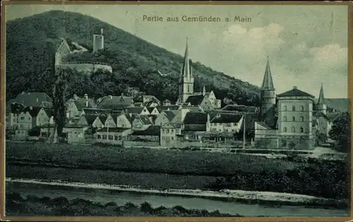 Ak Gemünden am Main Unterfranken, Ortsansicht, Kirche