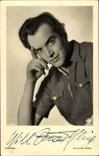 Ak Schauspieler Will Quadflieg, Ross 3383/2, Portrait, Autogramm