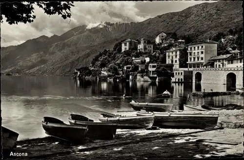 Ak Ascona Kanton Tessin, Panorama, Boote