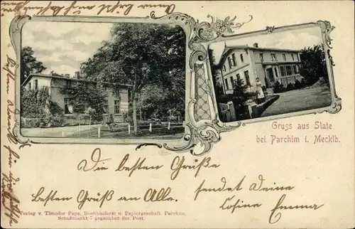 Ak Slate Parchim in Mecklenburg, Villa, Dienstmädchen, Gasthaus